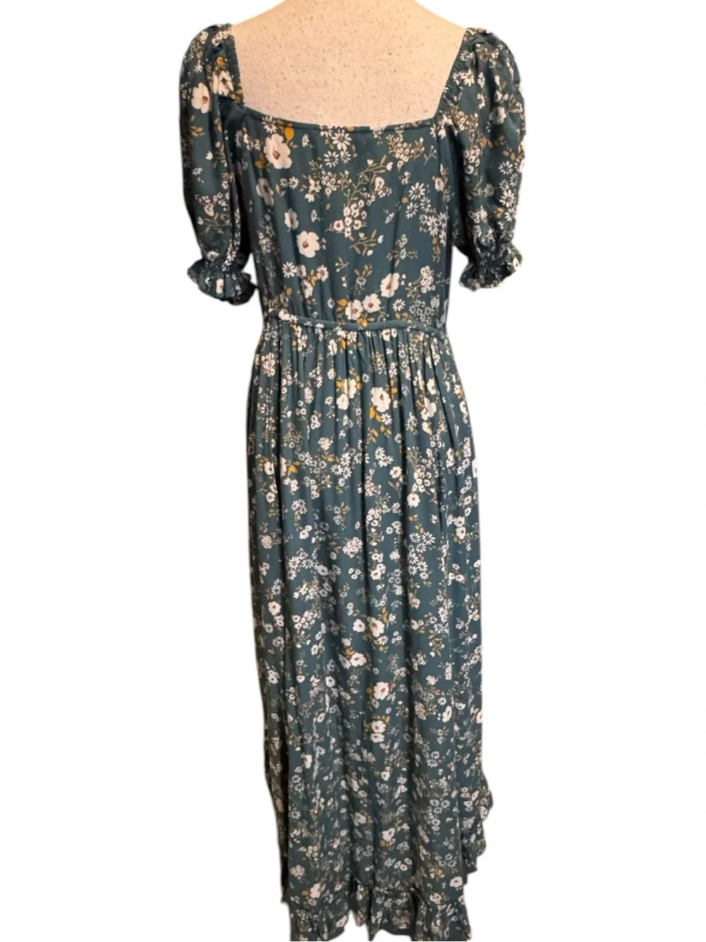 Patrons of PeaceAdrian Dress Sea Glass Floral Empire Waist Puff Sleeve Size S - Picture 7 of 7
